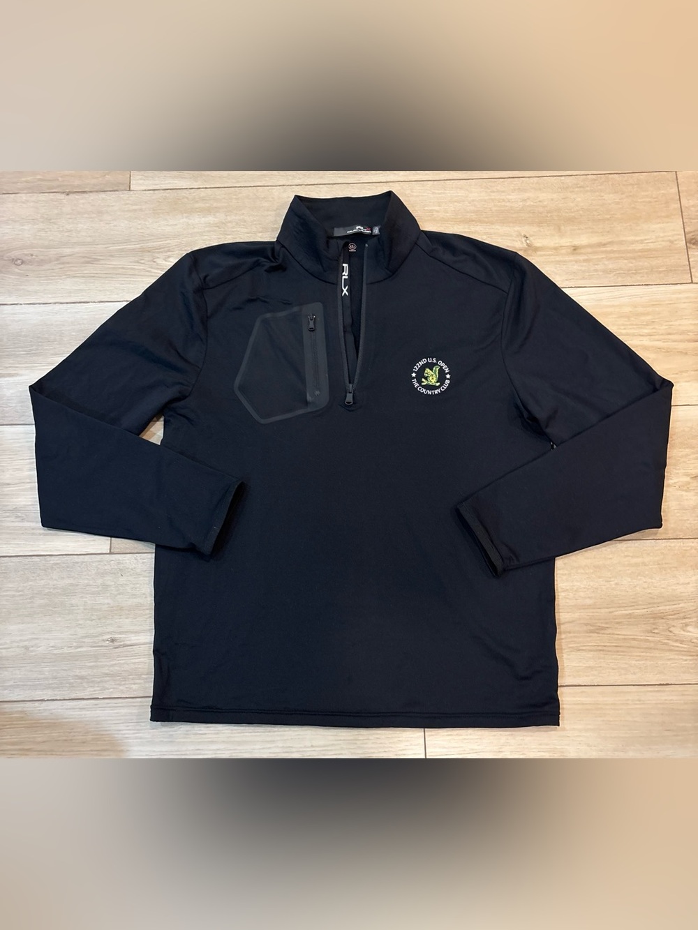Ralph Lauren RLX US Open 1/4 Zip Black Medium M The Country Club Brookline MA